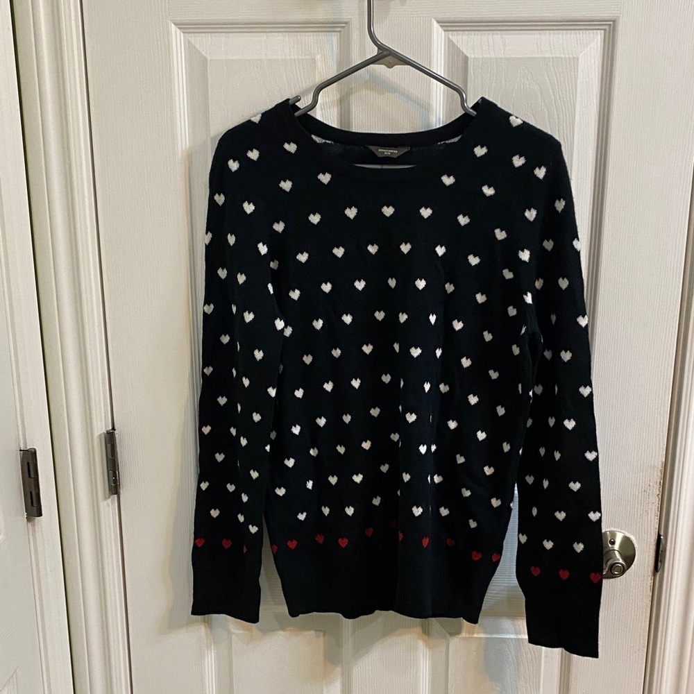 Denver Hayes Valentines Hearts Black White Red Sweater Women’s Size Medium
